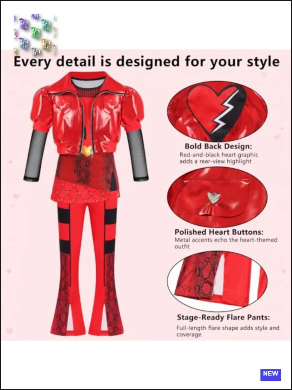 Girls Rock Princess Costume Set with Wig and Accessories